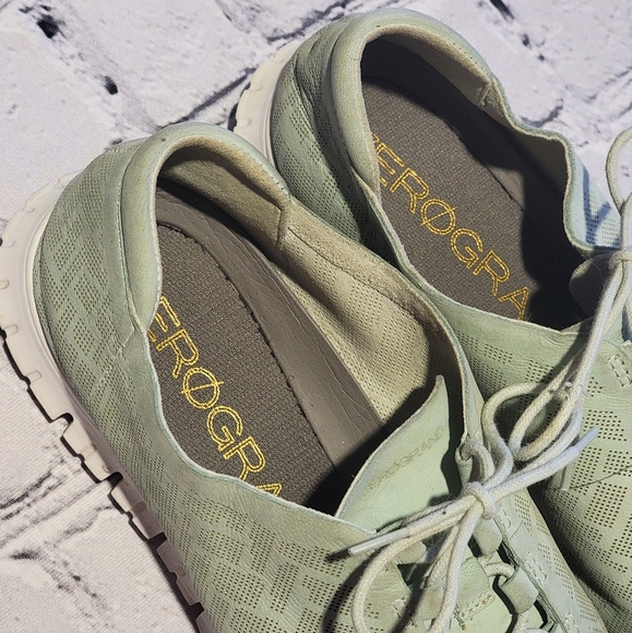 Cole Haan Zerogrand Perforated Trainers Mint Green Sz 9.5 - Picture 3 of 8